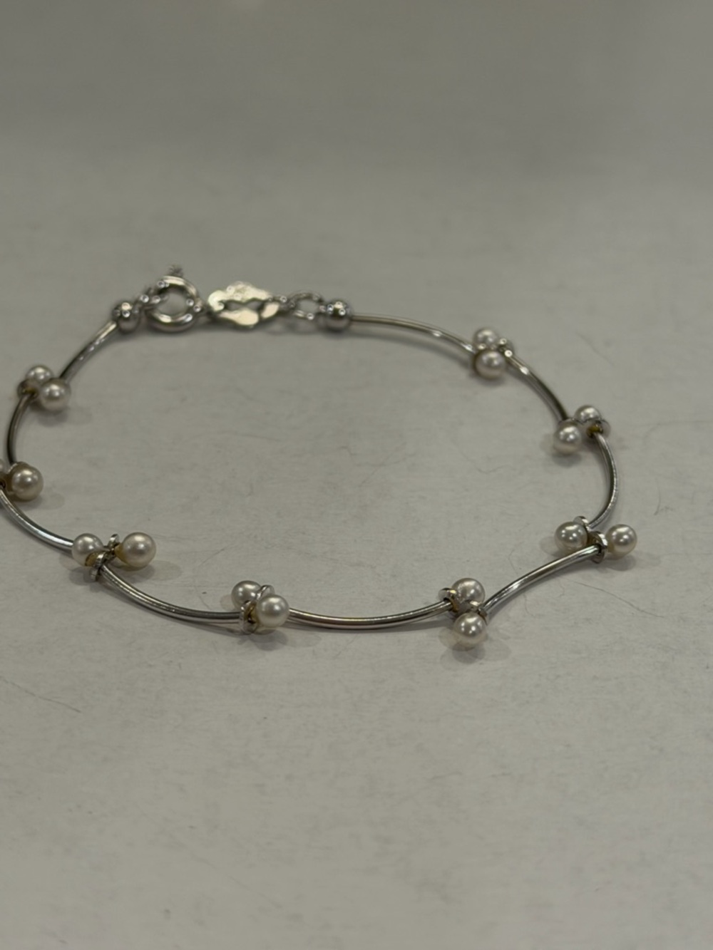 Sterling Silver Pearl Accent Bracelet - White